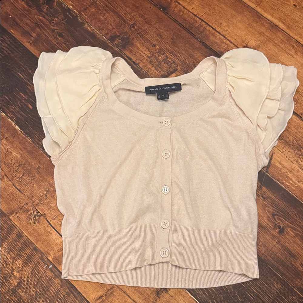 French Connection Angora Cotton Crop Cardigan size small